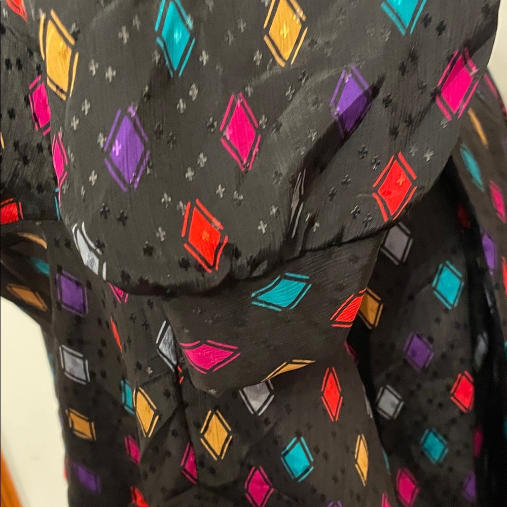 Vintage Multicolor Diamond Pattern Button Down Shirt - Picture 6 of 10